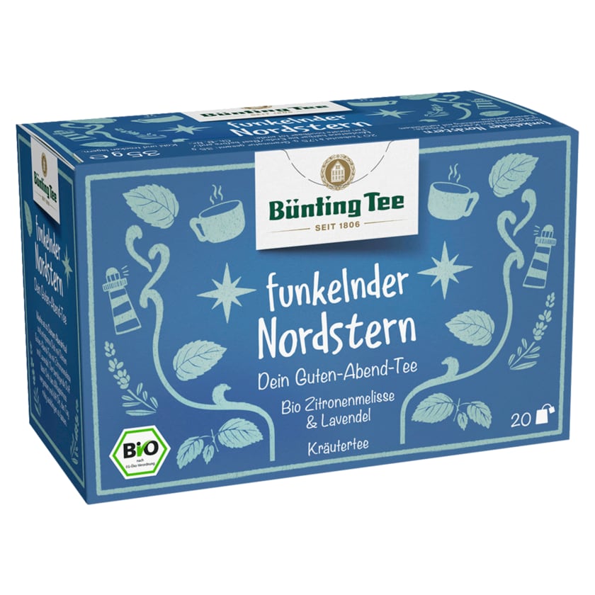 Bünting Tee Bio Funkelnder Nordstern Zitronenmelisse & Lavendel 35g, 20 Beutel
